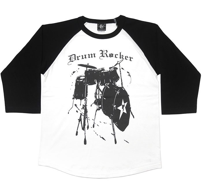 Drum Rocker2 ラグランスリーブTシャツ -F- 7分袖 七分袖 ドラム 楽器 バンド ラ...