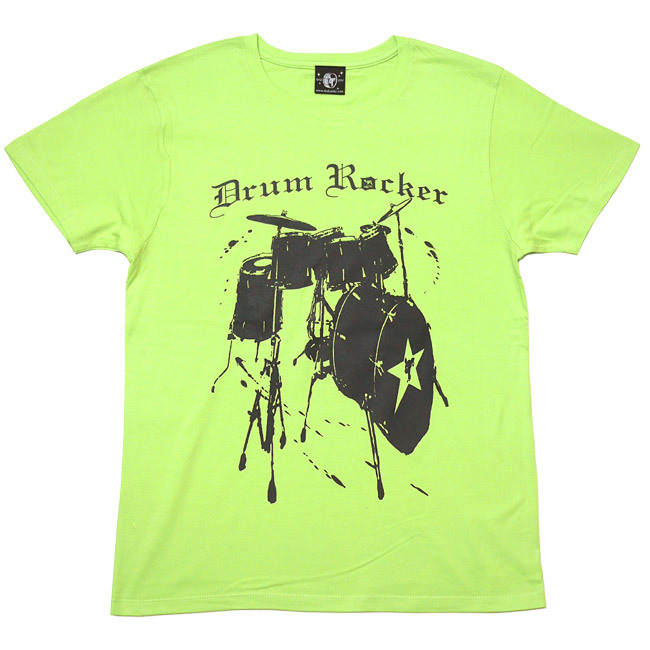 ロックTシャツ / Drum Rocker2 ライトTシャツ (ライムグリーン) -F- 半袖 緑色...