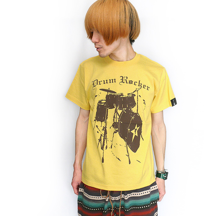 ロックTシャツ / Drum Rocker2 Tシャツ (バナナ) -F- 半袖 楽器 ドラム ドラ...