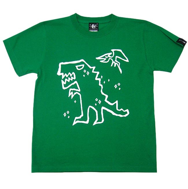 ティラノ Tシャツ (グリーン) -G- 半袖 緑色 恐竜 ティラノザウルス ラクガキ イラスト か...