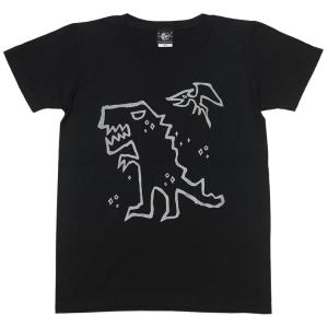 ティラノ UネックTシャツ -G- かわいい おしゃれ イラスト 落書き 恐竜 ティラノザウルス ブ...
