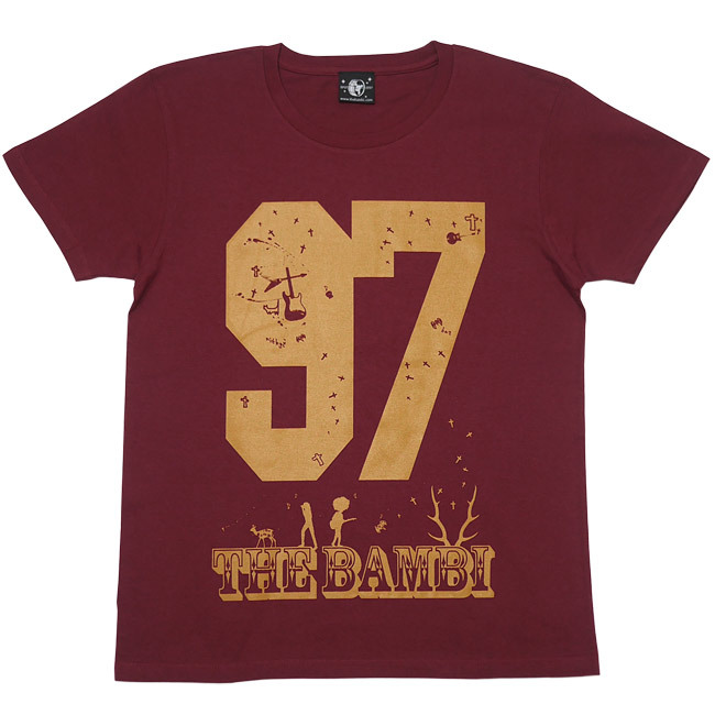 bambi97 ライトTシャツ (バーガンディ) -F- 半袖 小豆色 ワイン ロゴマーク ROCK ロックTシャツ ナンバー グラフィックプリント｜bambi｜02