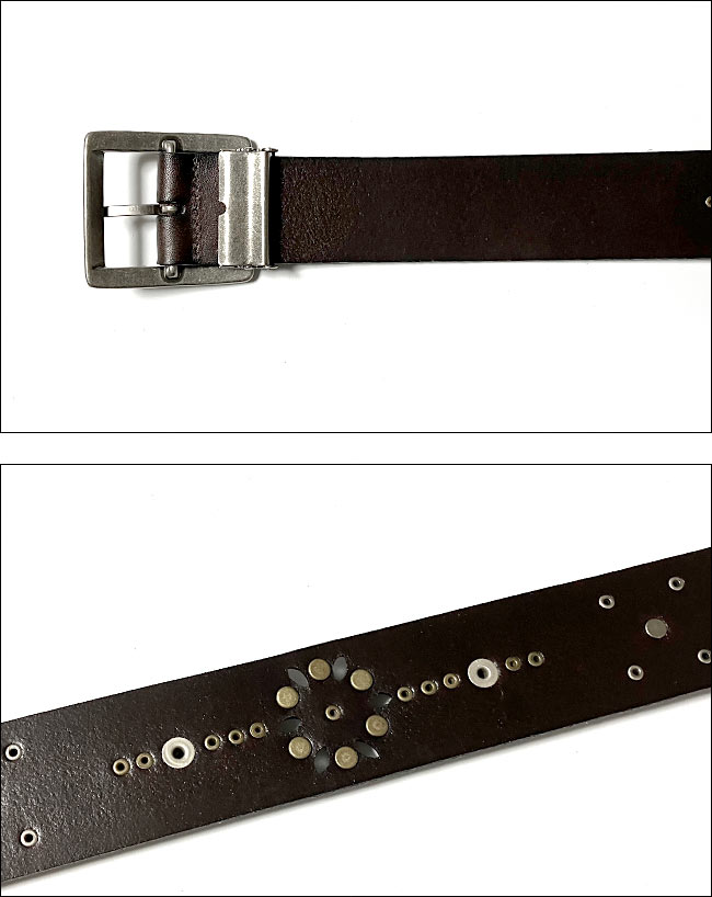 スタッズ付きダークブラウンレザーベルト スタッズ付きレザーベルト - ブラウン | ZARA Japan / 日本