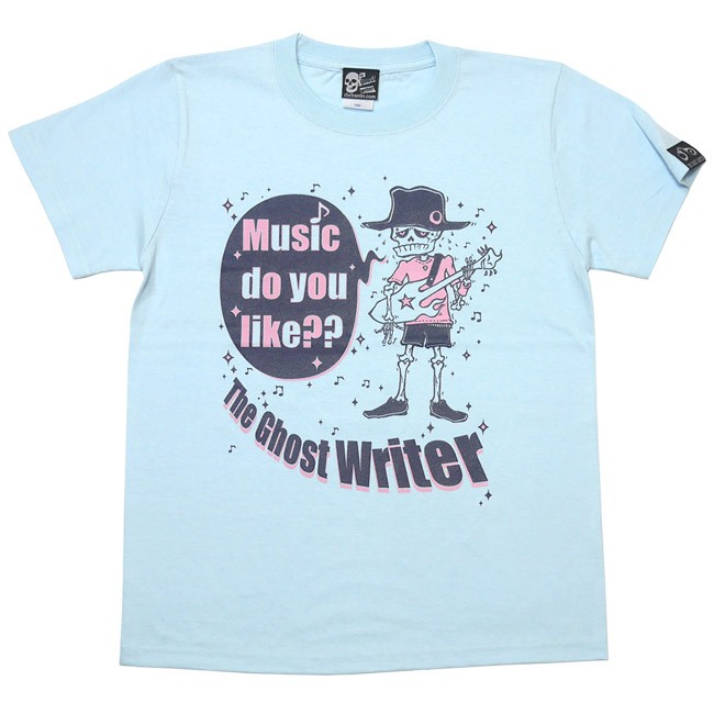スカルTシャツ / Music do you like?? Tシャツ (ライトブルー)-F- 半袖 ...