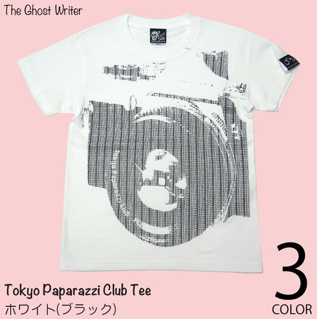 Tokyo Paparazzi Club Tシャツ (ホワイト＆スレート) -F- カメラ グラフィ...