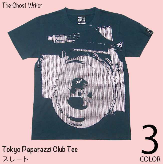 Tokyo Paparazzi Club Tシャツ (ホワイト＆スレート) -F- カメラ グラフィ...