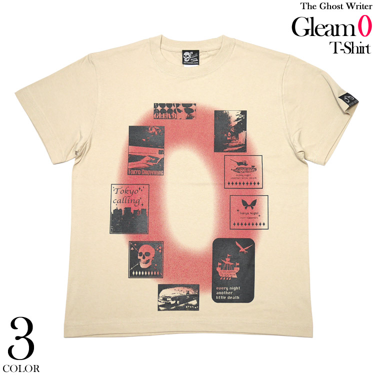 Gleam 0(ゼロ) Tシャツ ( サンドベージュ ) -X- 半袖 肌色 零 ZERO 数字 グラフィックデザイン パンクロック PunkRock かっこいい スマート |  | 01
