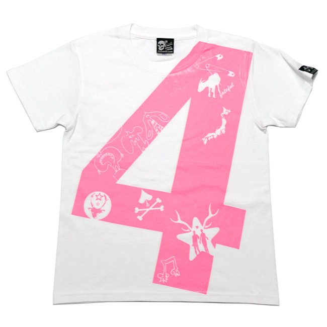 fateful 4 Tシャツ（ホワイト） -F- 半袖 白色 ナンバー ナンバリング 数字 PUNK...