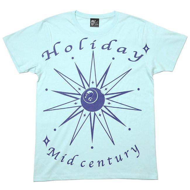 HOLIDAY (ホリデー) ライトTシャツ (シャーベットブルー) -F- 半袖 水色 スカル ミッドセンチュリー グラフィックデザイン｜bambi｜02