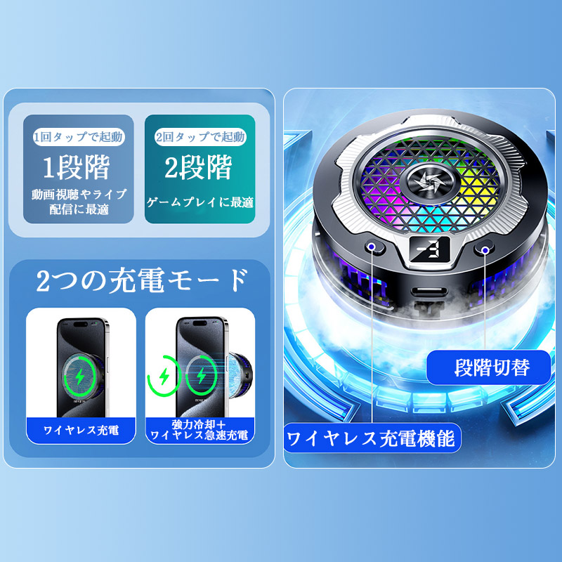 冷却ファンセット 充電式12V 充電器付 熱暴走を防止／【夏物準備セール〜2日│5％OFFクーポン】スマホ冷却