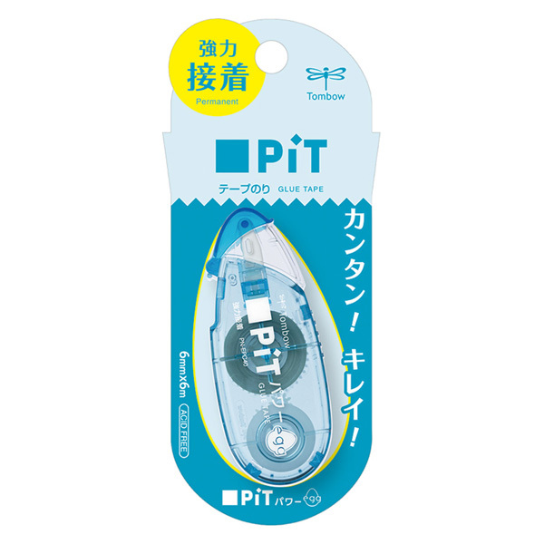 トンボ PiT ピットパワーエッグ 強力貼るタイプ テープ寸法：幅6ｍｍ×長6ｍ　本体色：透明 PN-EP、ソーダPN-EPC40　テープ糊