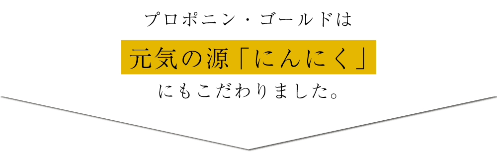 プロポニン・ゴールドは元気の源「にんにく」にもこだわりました。