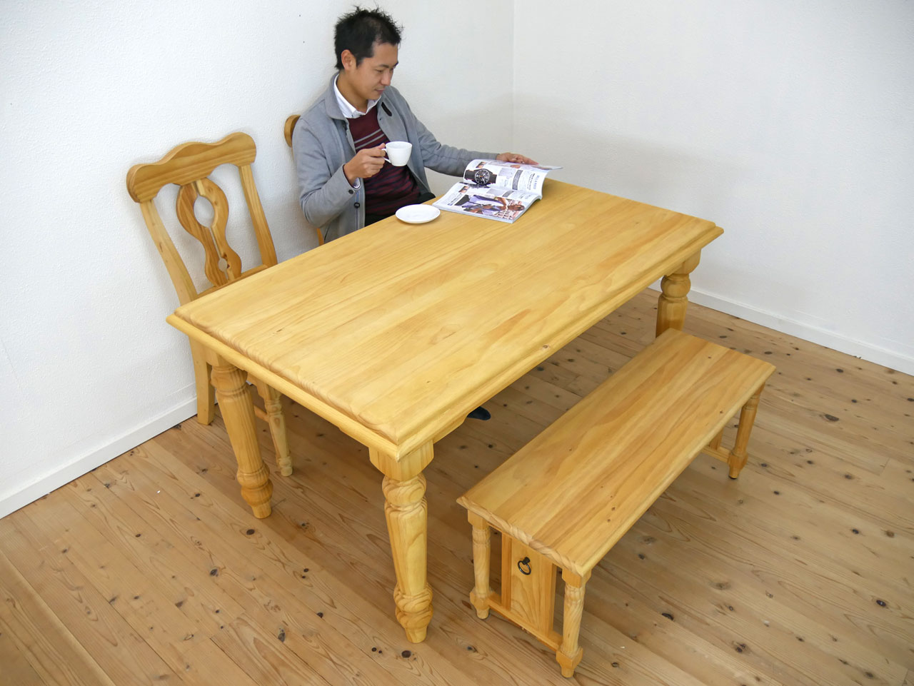 ダイニングテーブル 140cm カントリーパイン 無垢材テーブル BA02単品