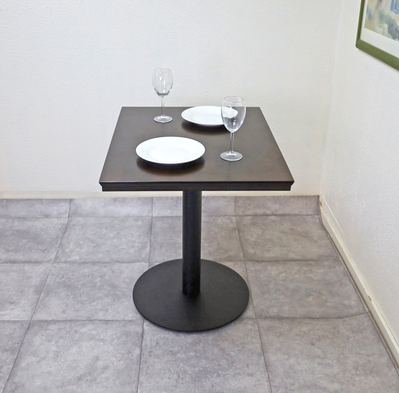 飲食店用テーブル 1本脚 業務用テーブル単品 75cm-60cm角テーブル こげ