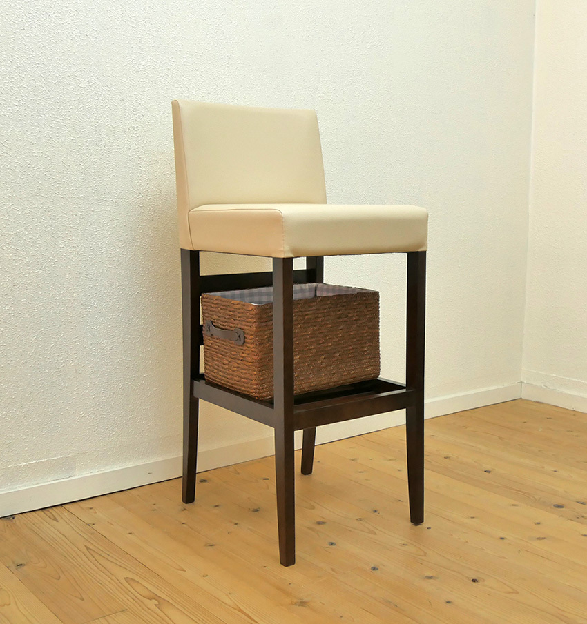 木製 ハイカウンター チェア 日本製 Storage-Y 座面高75cm 棚付き 椅子 