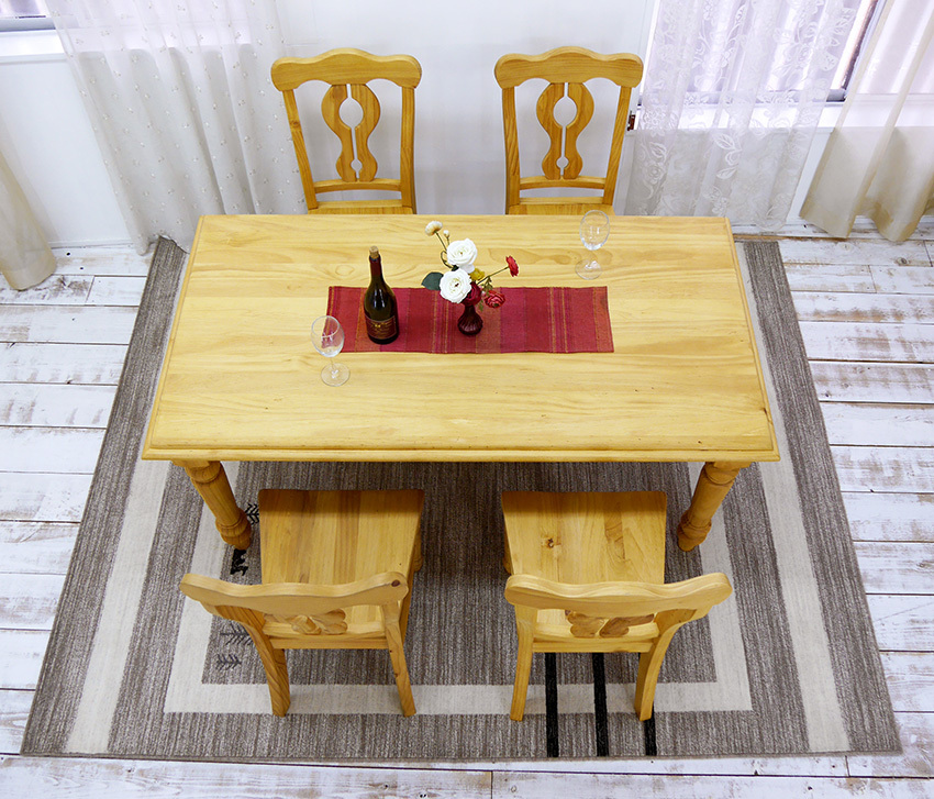 北欧カントリー調 パイン 食卓テーブル 幅160cm 5点セット ナチュラル