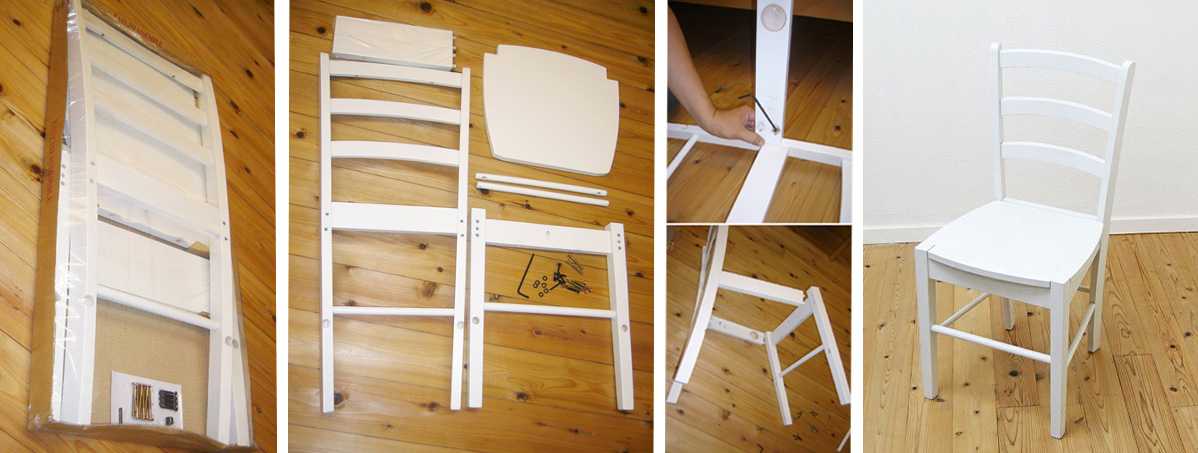 座面高45cm 木製 ダイニングチェア シートクッション付 CDK383WH 白い