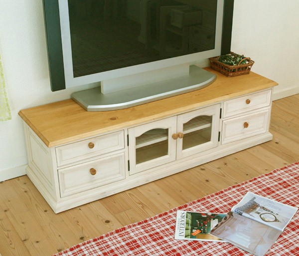 白いフレンチカントリーローテレビボード 55・65vテレビ対応幅150cm