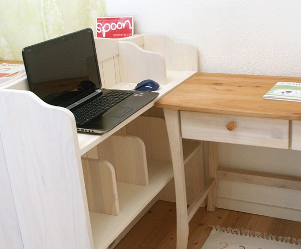 兄弟姉妹で使える 2人用 カントリー学習机 白いカントリーパイン