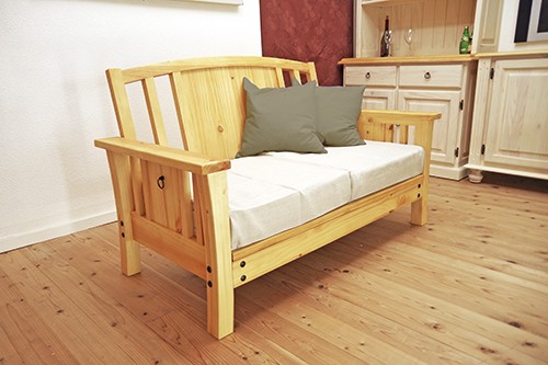 カントリー家具 カントリーパイン 2人掛けソファ 座り心地の良い2Pソファ 幅140cm 座