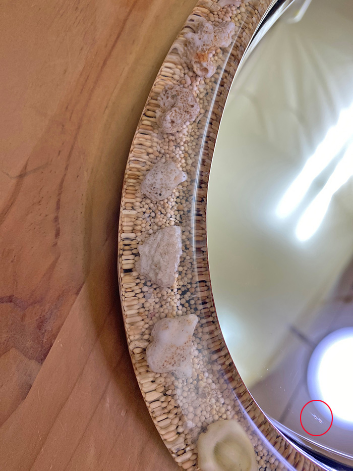 展示品 シェルミラー　42cm×30cm　貝殻　アジアン雑貨 アジアン インドネシア 貝 ミラー 鏡 洗面所　ウォールミラー