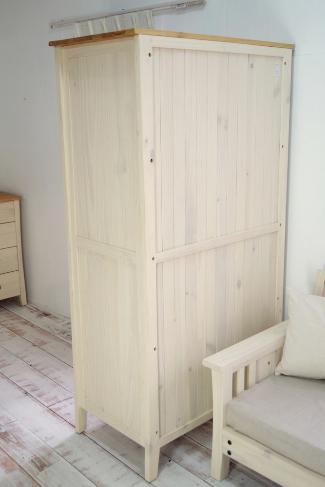白いカントリーワードローブ フレンチカントリー巾100cm洋服掛け 洋服