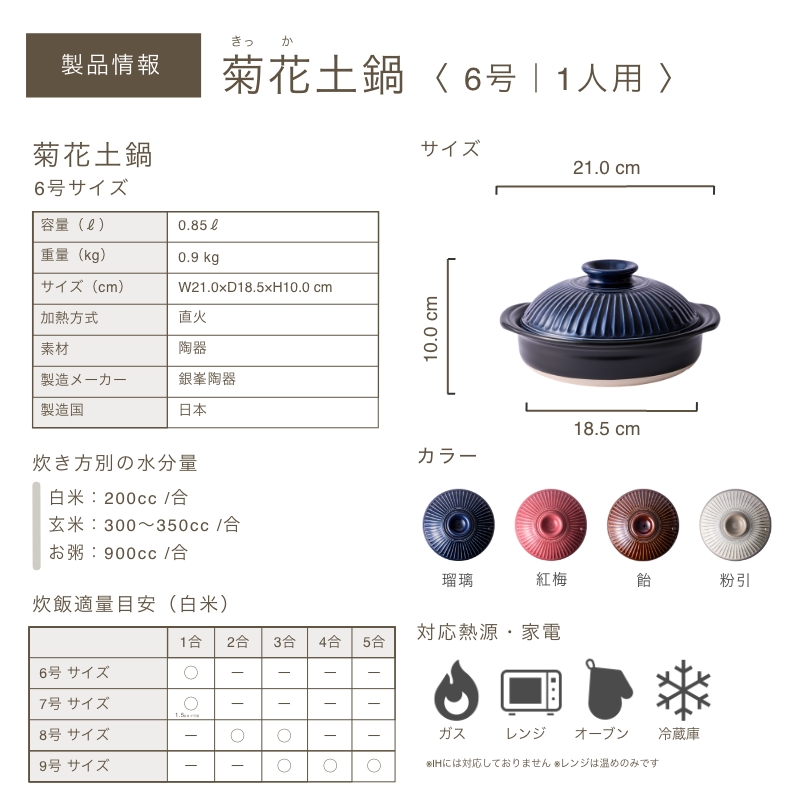 菊花土鍋6号