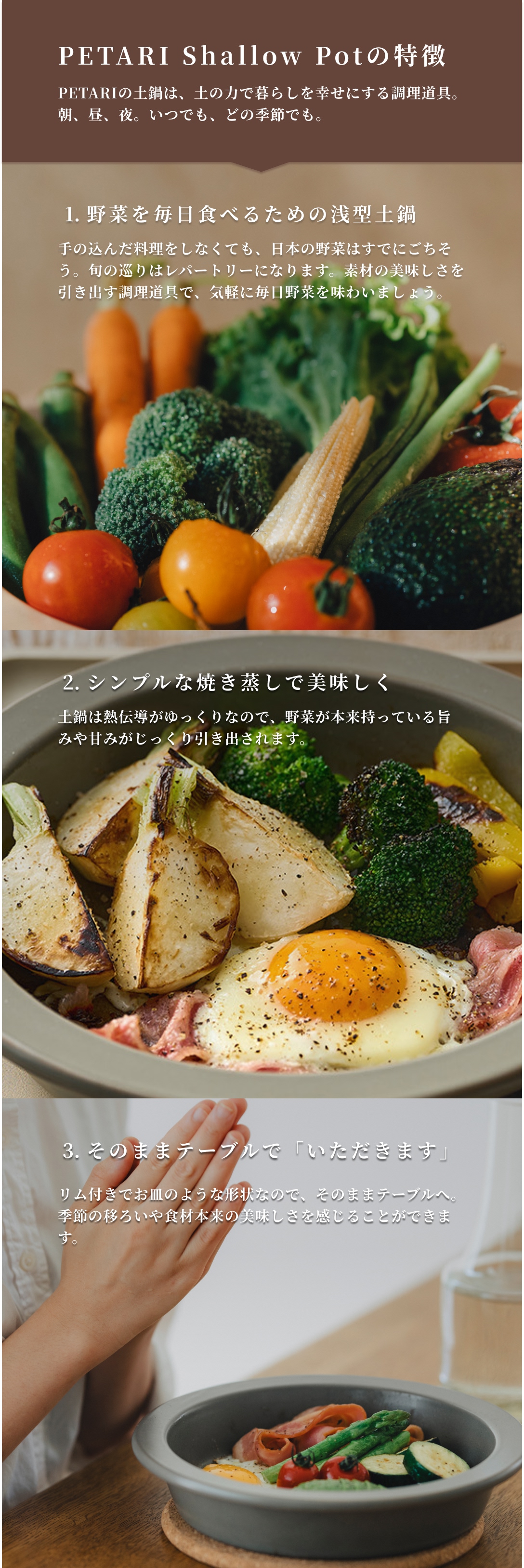 PETARI ペタリ Shallow Pot 24cm | 焼き 煮込み 直火 電子レンジ