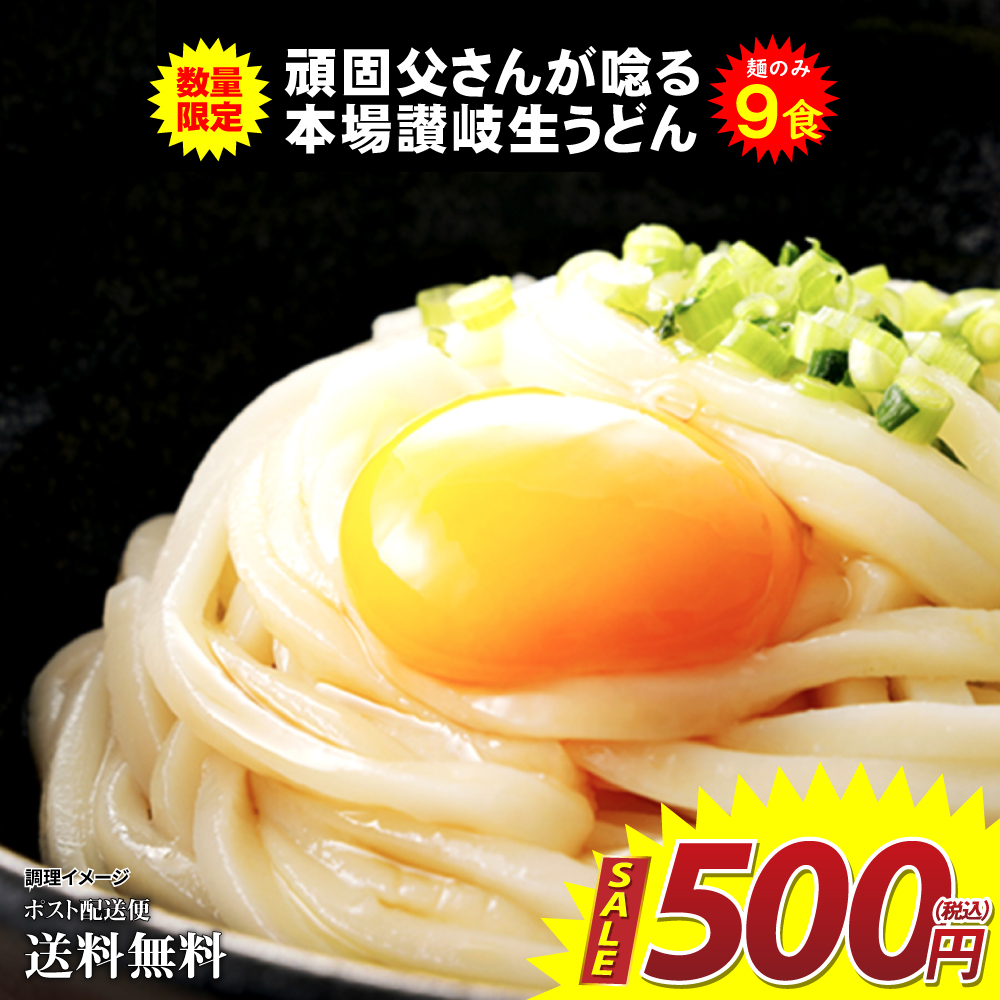 数量限定 500円 セール 讃岐うどん 普通麺 9食 (300g×3袋) 送料無料