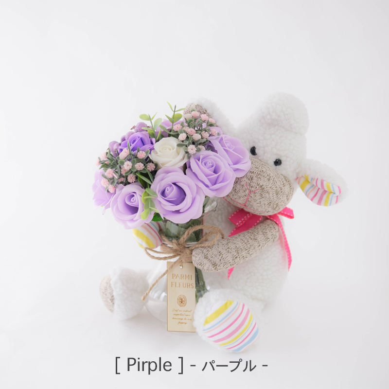 電報くまちゃん プリザーブドフラワー 花束 誕生日 プレゼント