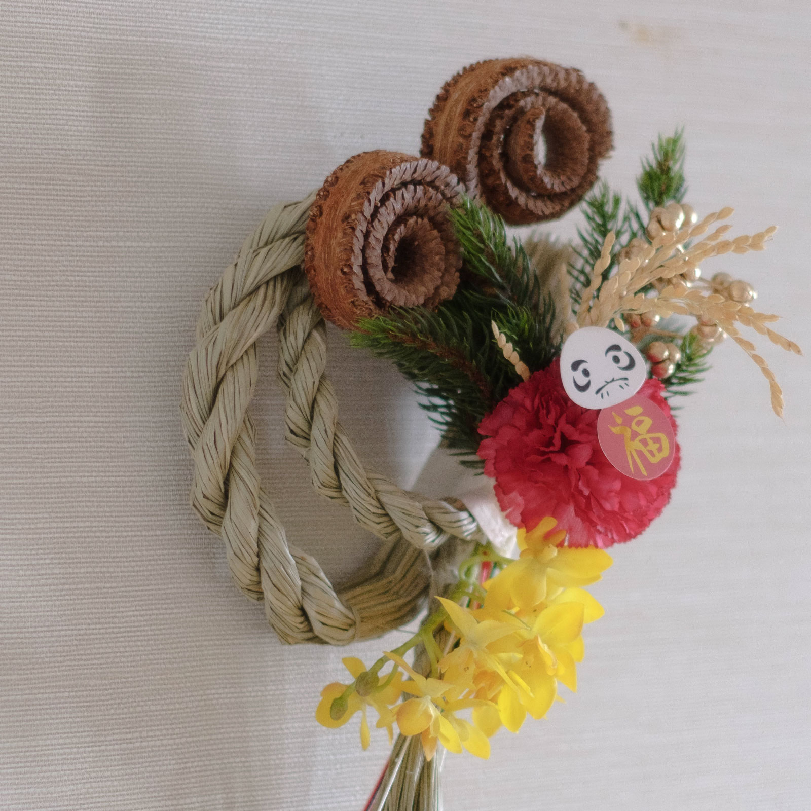 迎春 正月 しめ縄 しめ飾り ドライフラワー 造花 アーティフィシャル