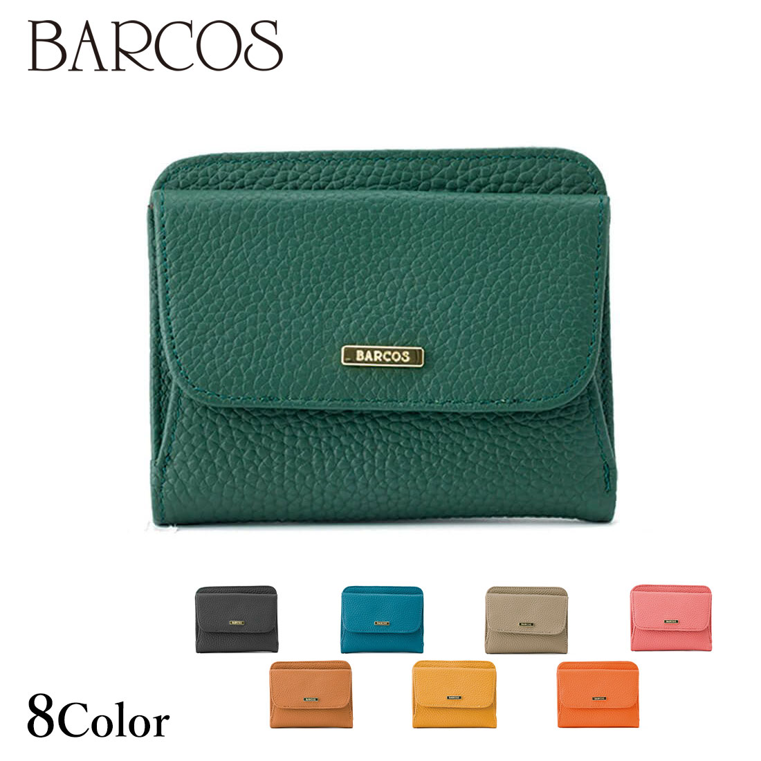 BARCOS（バルコス） シュリンクレザー折財布 レディース メンズ 全8色