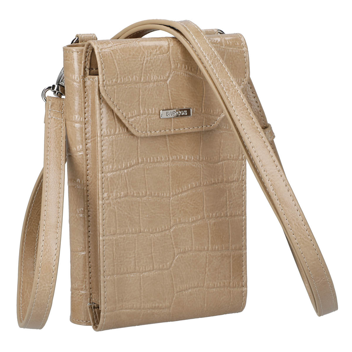 Barcos クロコダイル型押シャイニングレザースマホポシェット レディース 全色 Onesize バルコス