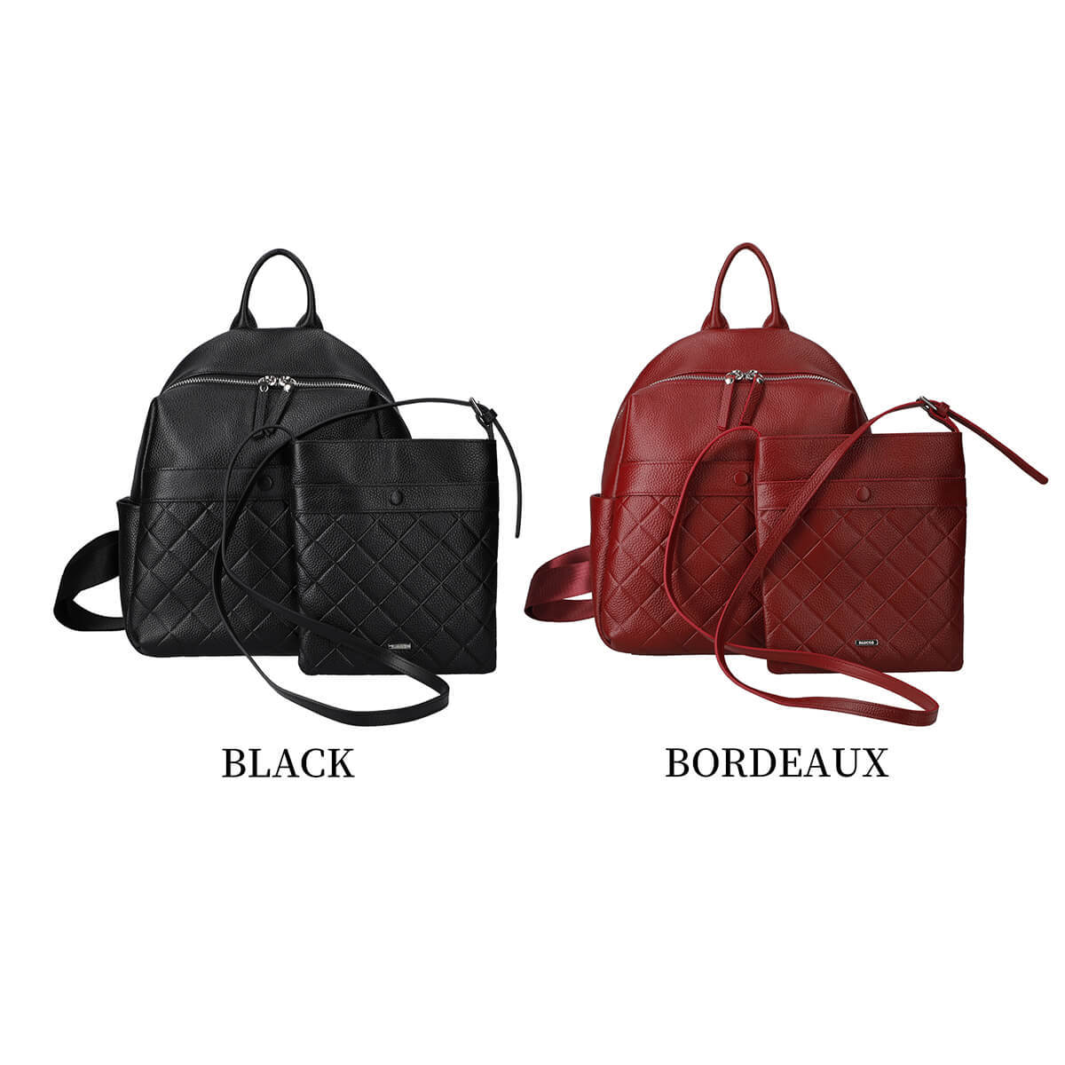 BARCOS 【セット商品】ダイヤモンドエンボスレザーリュック&ポシェットセット<ロンバス> レディース 全5色 ONESIZE バルコス