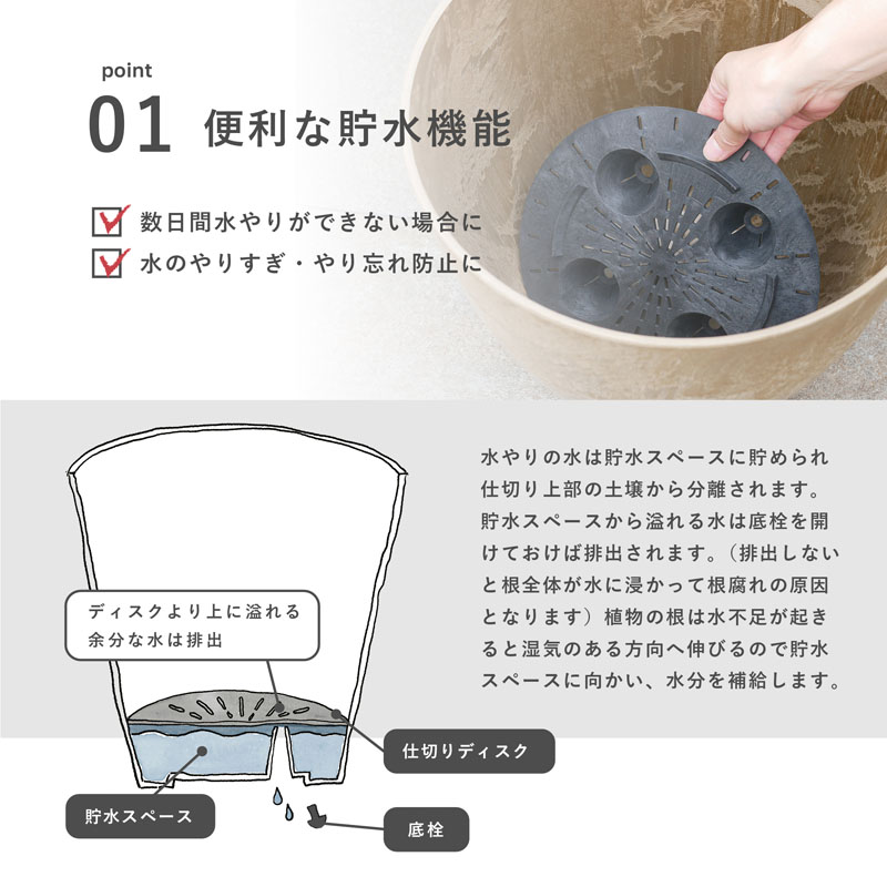 植木鉢　軽量　アートストーン　コニック　L32
