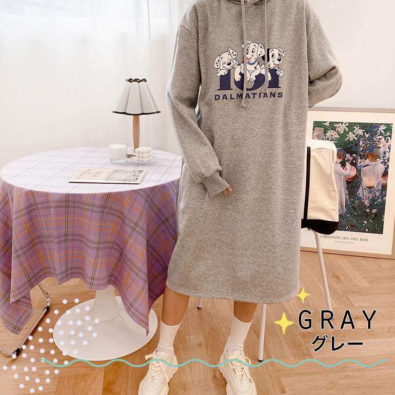 玄関先迄納品 ディズニー パーカーワンピース 101匹わんちゃん レディース Tシャツ・アパレル