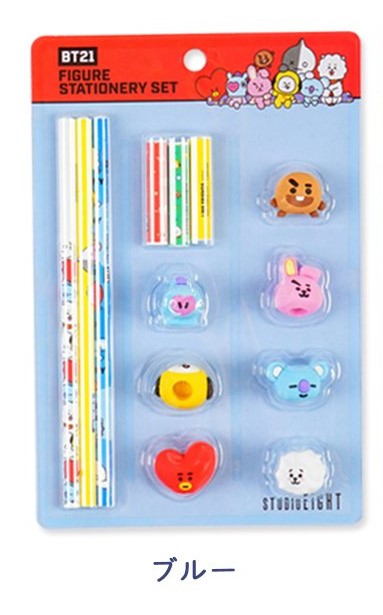 文具セット 文房具セット 鉛筆 鉛筆キャップ マスコット付 BT21韓国
