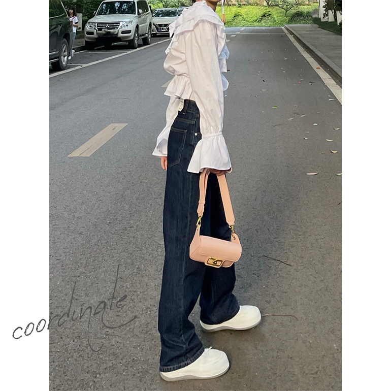 パンツ デニム ジーンズ ワイドレッグパンツ ボトムス ロング丈 ハイ