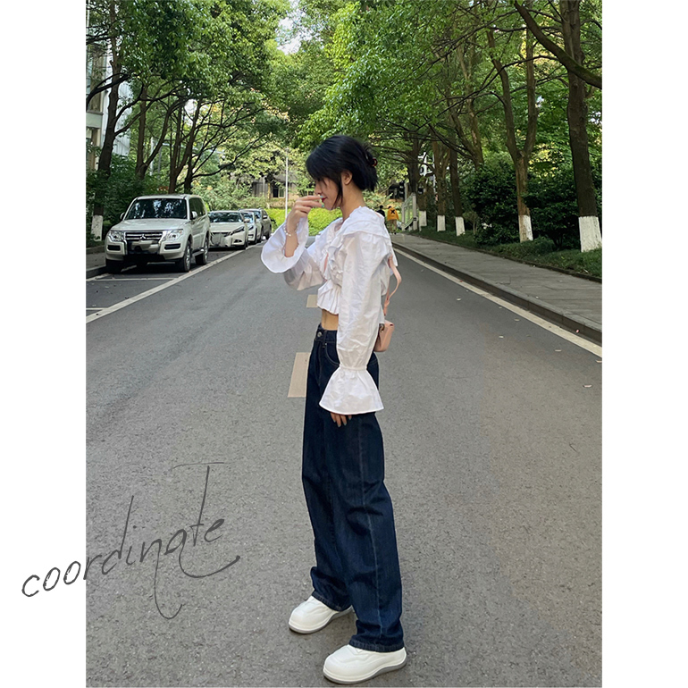 パンツ デニム ジーンズ ワイドレッグパンツ ボトムス ロング丈 ハイ