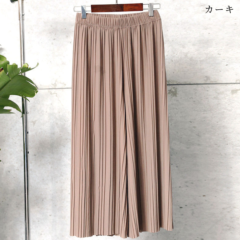 フリーサイズ シフォンプリーツパンツ ワイドプリーツパンツ