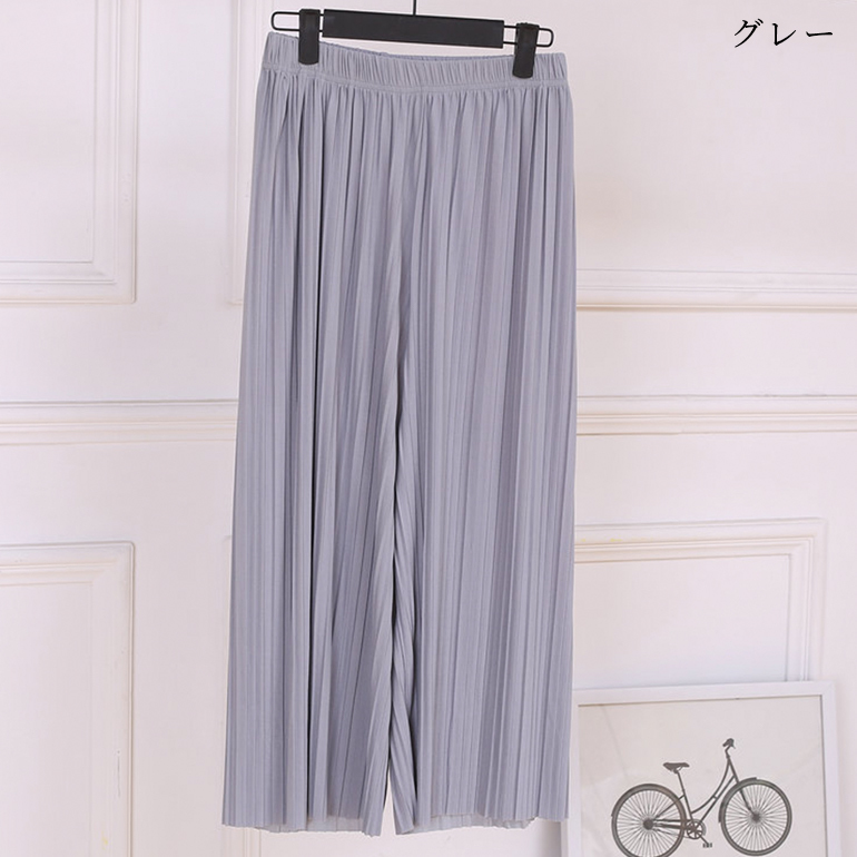 フリーサイズ シフォンプリーツパンツ ワイドプリーツパンツ