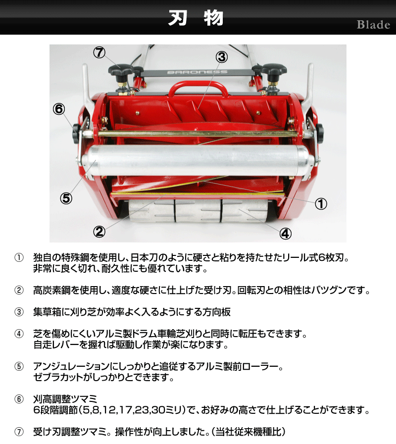 安心の製品２年保証付き バロネスコードレス自走式電動芝刈り機 LMB12 サッカースタジアム、ゴルフ場トップシェア 刈幅30cm 家庭用リール式