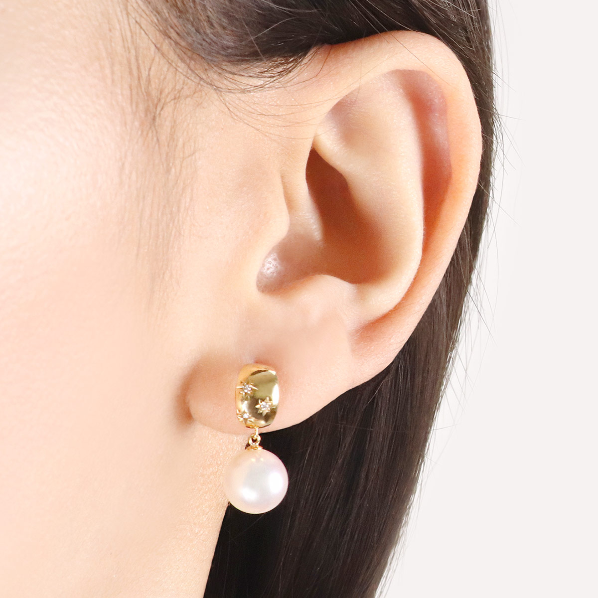パールピアス 18k ダイヤモンド 真珠 18金 K18 イエローゴールド パールピアス 18k ダイヤモンド 真珠 18金 K18 イエローゴールド