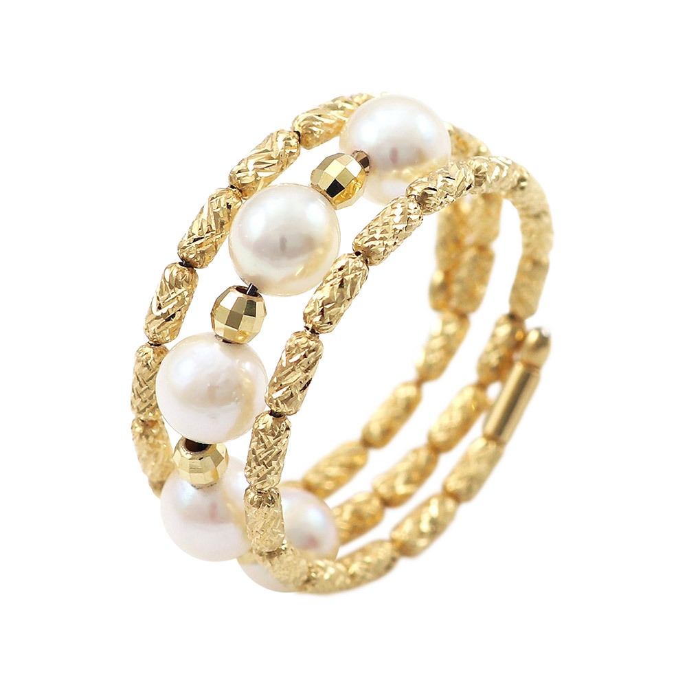 真珠 指輪 18金 イエローゴールド 18K ホワイトゴールド パール レディース フリーサイズ 伸びる 重ね付け プレゼント 女性 6月 誕生石 バースデープレゼント｜barzaz｜02