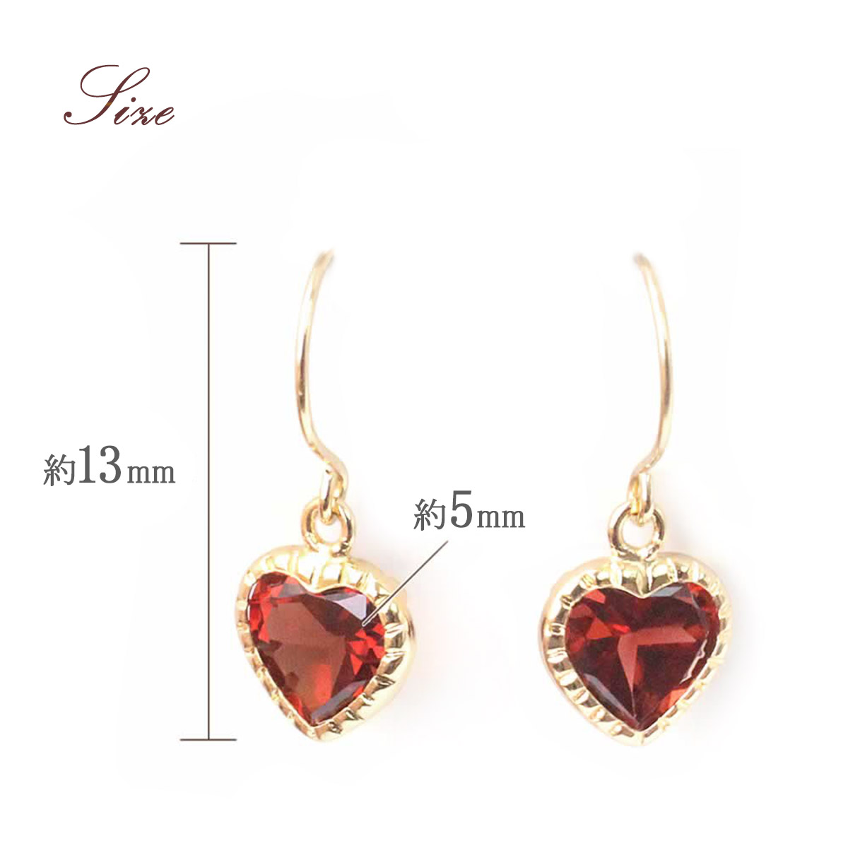 ガーネット ピアス 18金 レディース イエローゴールド 18K