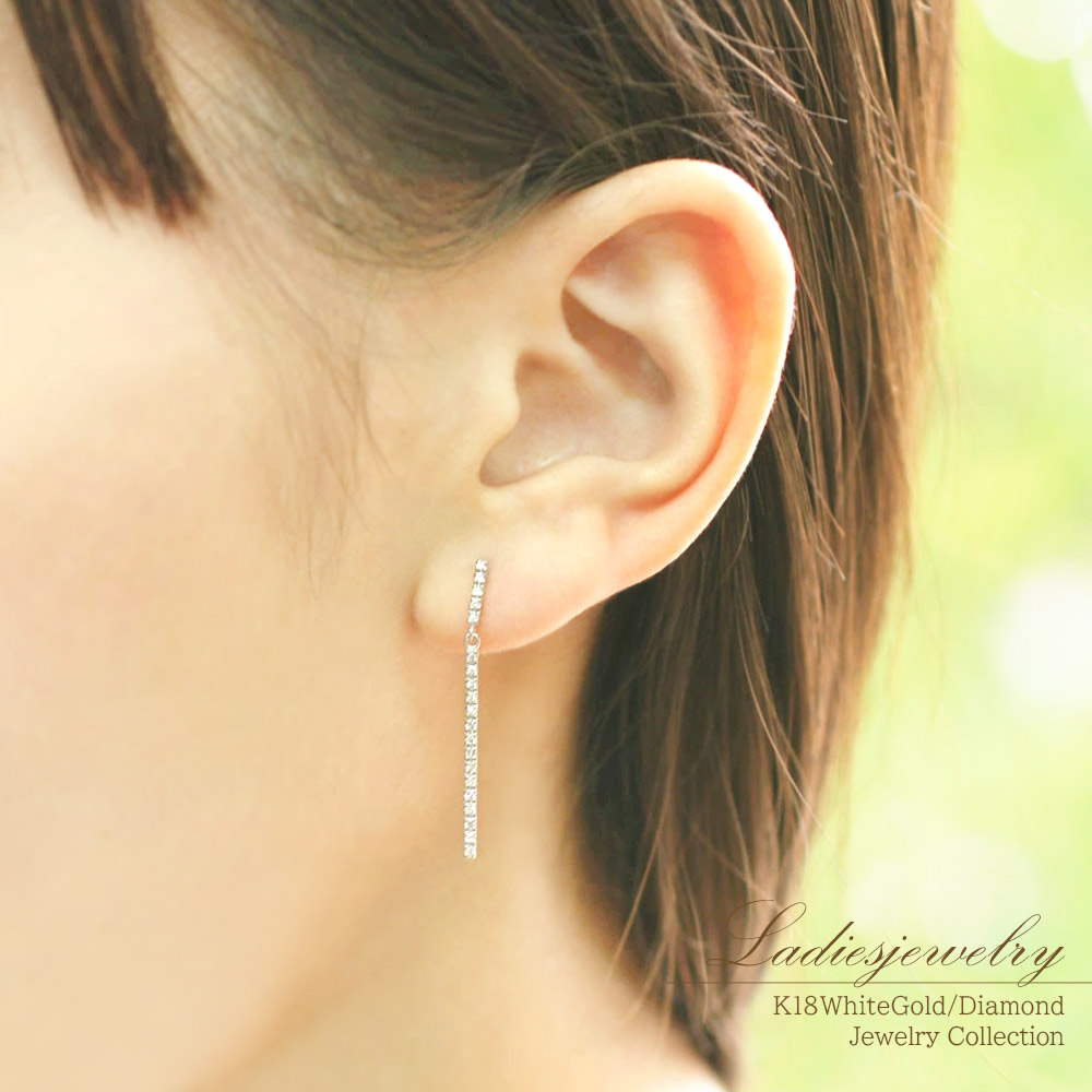 ピアス 18金 ダイヤ ロングピアス 18k レディース ダイヤモンド