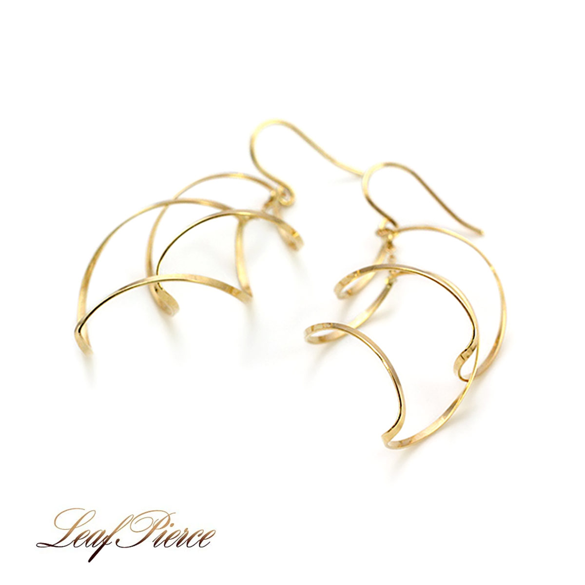ピアス 18金 レディース 18k ゴールド 揺れる リーフ フック