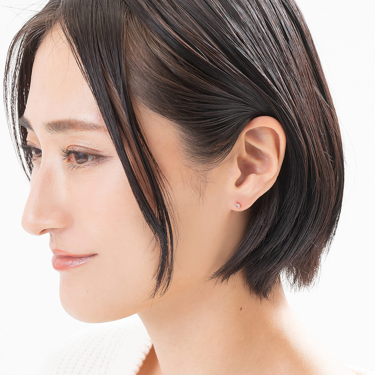 9月誕生石 18金 ピアス ピンクサファイア シンプル レディース 18k