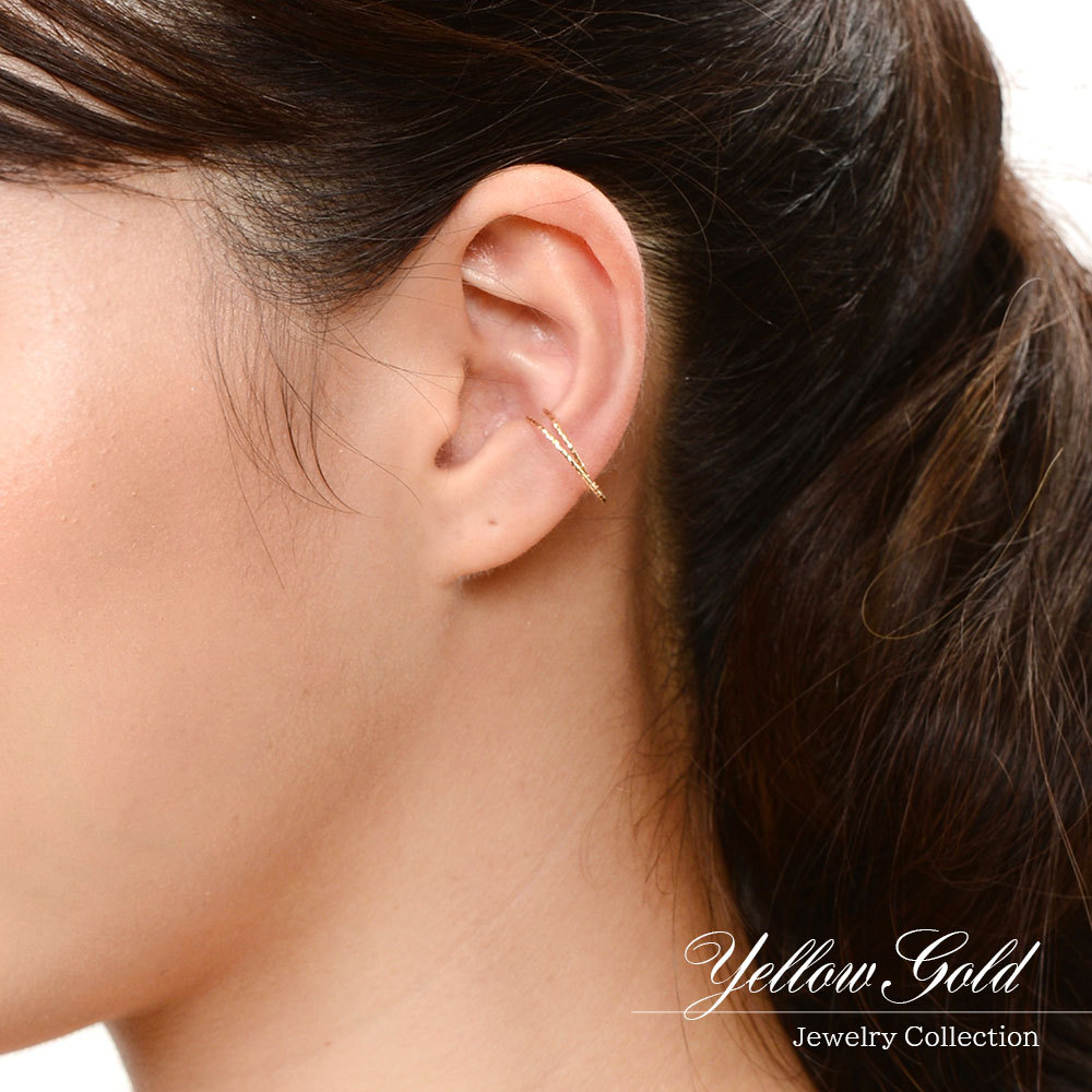 18金 イヤーカフ イエローゴールド 片耳 レディース 18K K18 華奢 極細  