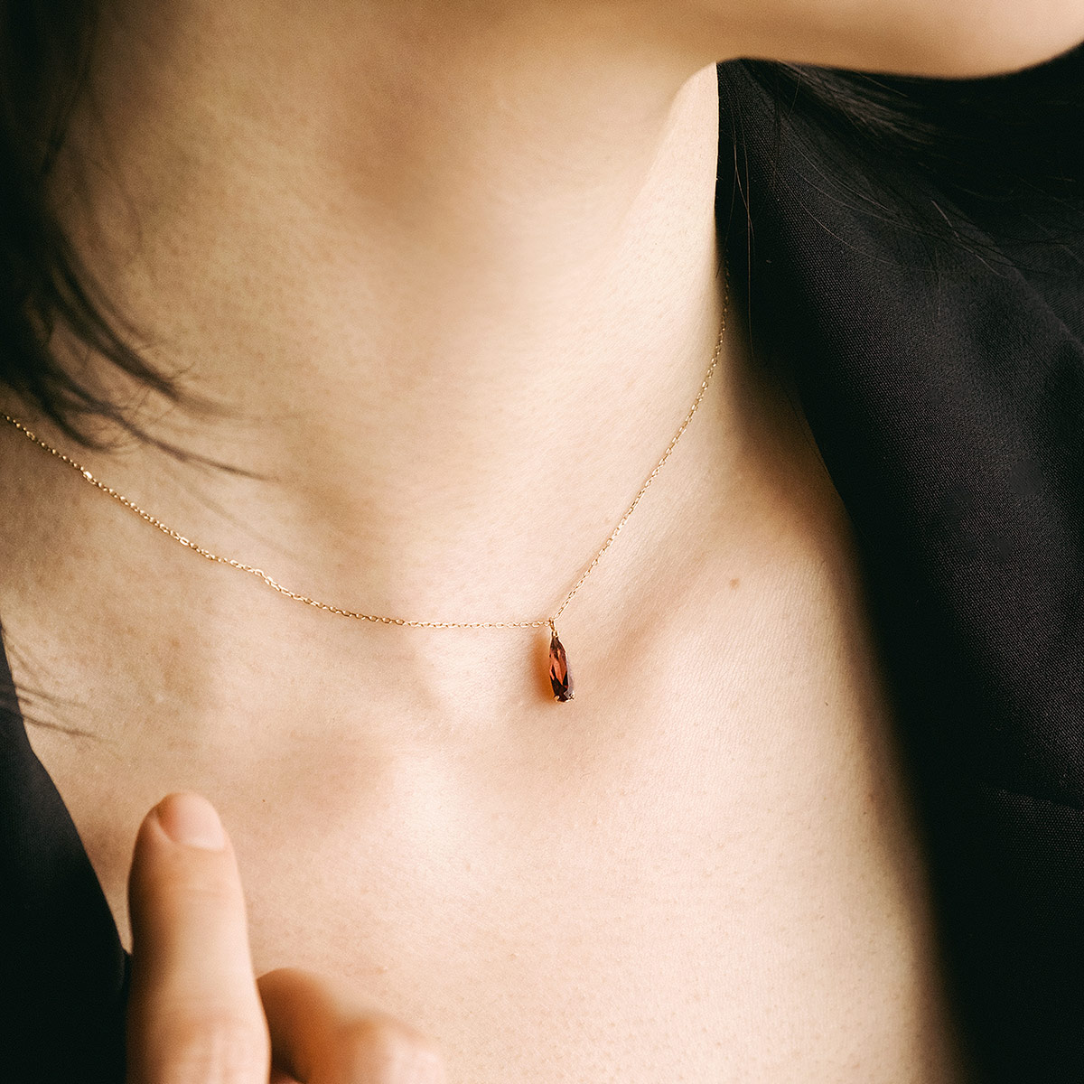 1月誕生石 ガーネット ネックレス 天然石 レディース 10K イエロー